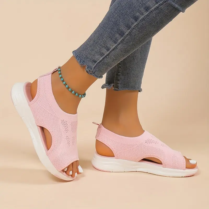 Womens New Summer Fashion Comfortable Round Toe Thick Sole Solid Color Sports Shoes Mesh Breathable 1