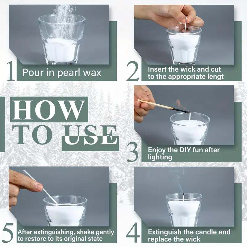 DIY Candle Making Kit, Pearl Candle Wax with Wicks, Refillable Pearled Sand for Pillar Candles, Weddings, Parties