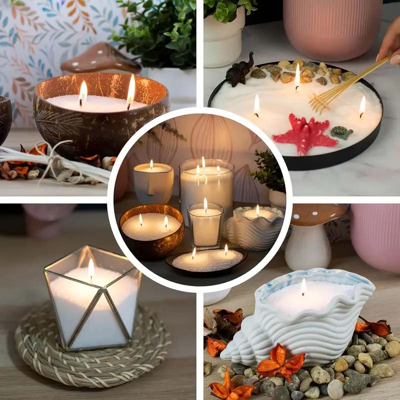 DIY Candle Making Kit, Pearl Candle Wax with Wicks, Refillable Pearled Sand for Pillar Candles, Weddings, Parties