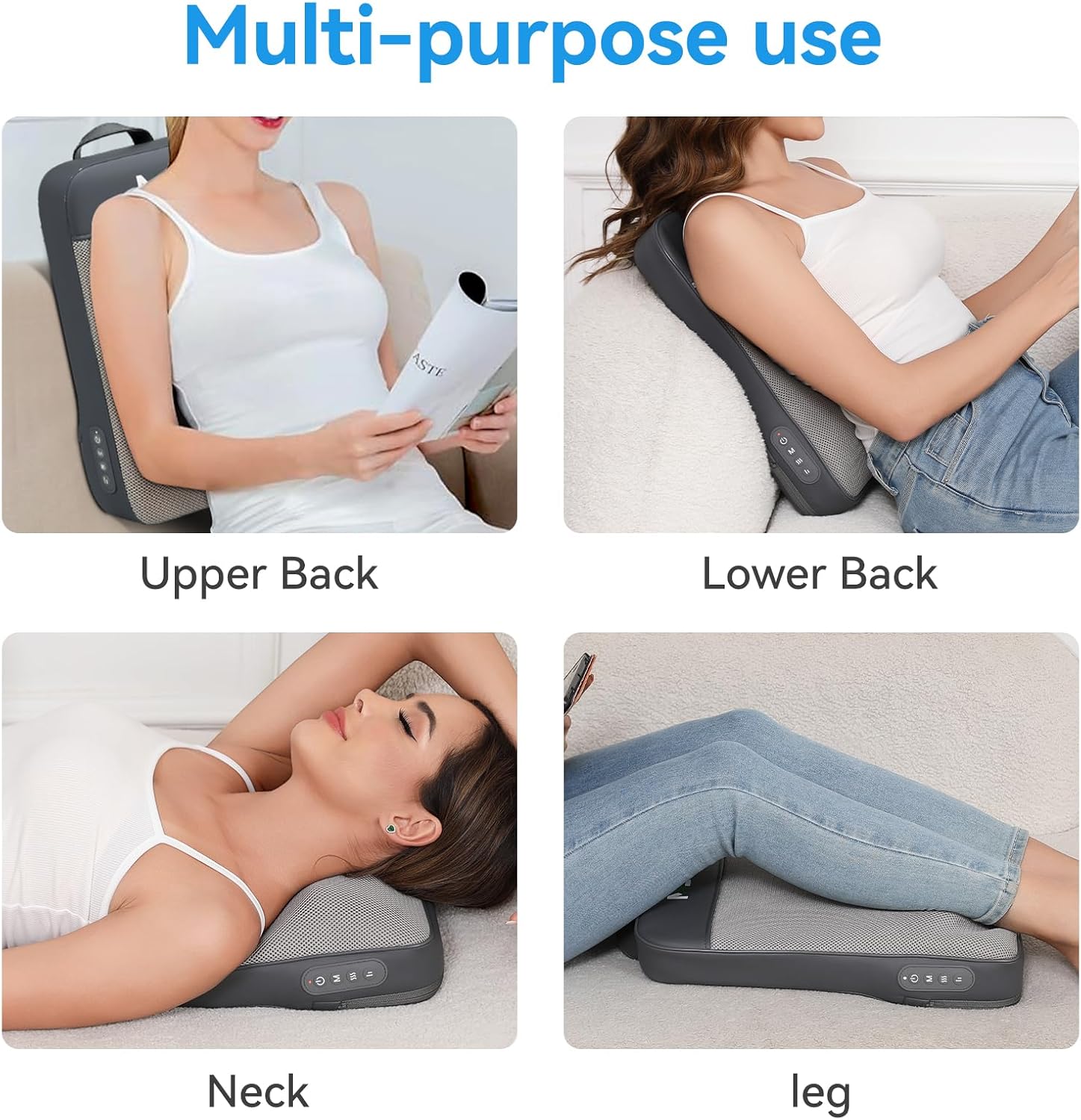 3D Kneading Portable Massage, Shiatsu Back Massager for Pain Relief Deep Tissue, Relaxing Shoulder and Back Massager