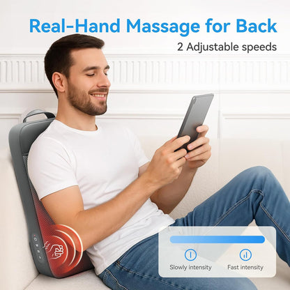 3D Kneading Portable Massage, Shiatsu Back Massager for Pain Relief Deep Tissue, Relaxing Shoulder and Back Massager