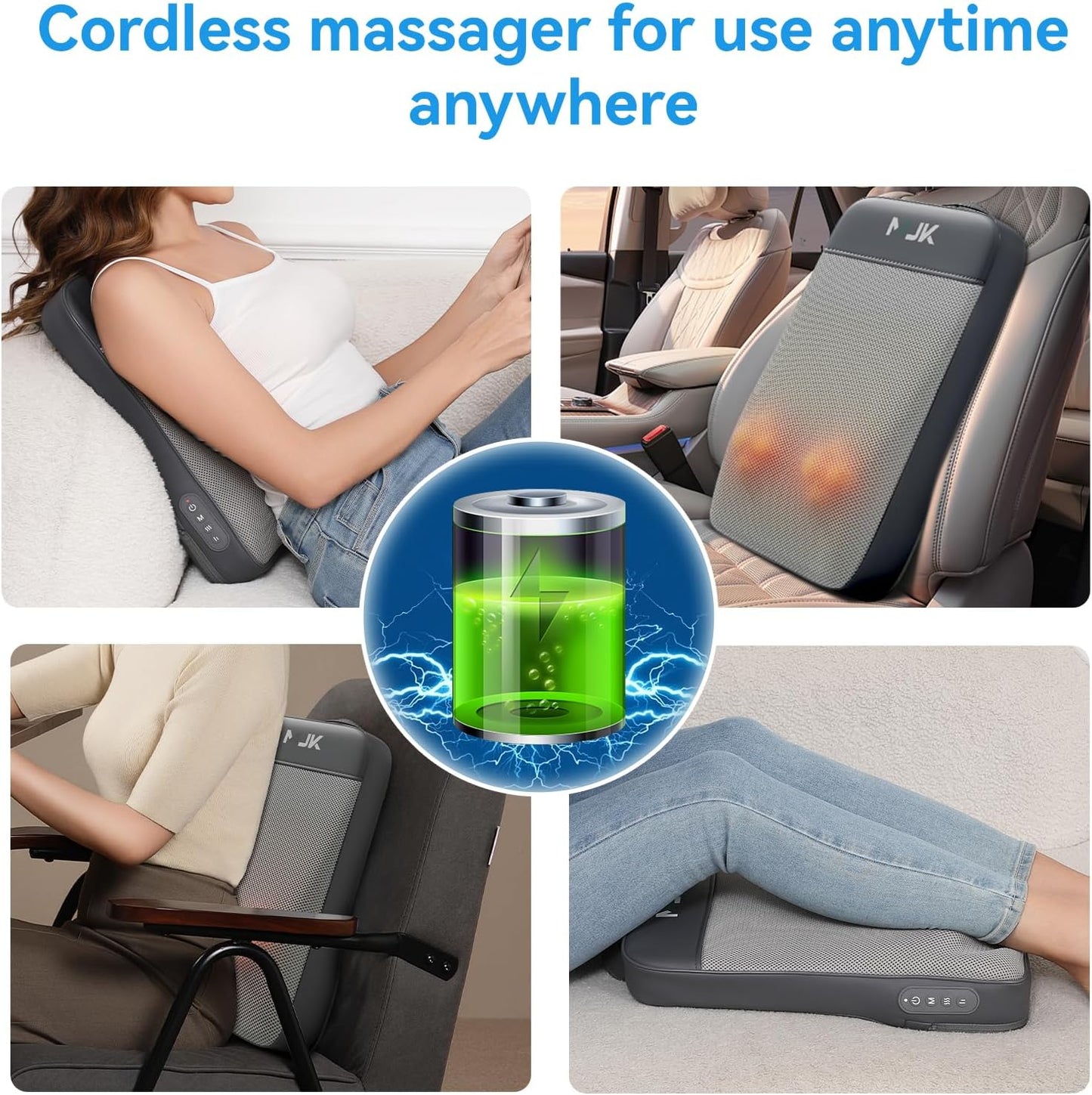 3D Kneading Portable Massage, Shiatsu Back Massager for Pain Relief Deep Tissue, Relaxing Shoulder and Back Massager