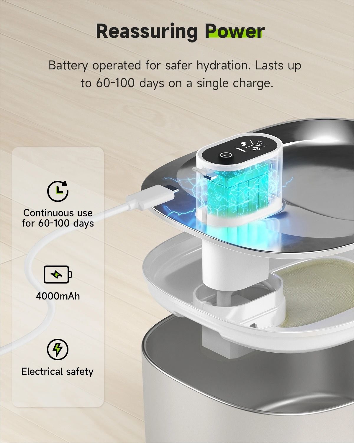 Automatic 4L Pet Water Fountain With Wireless Pump And Motion Sensor 4