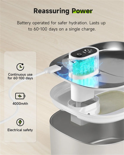 Automatic 4L Pet Water Fountain With Wireless Pump And Motion Sensor 4