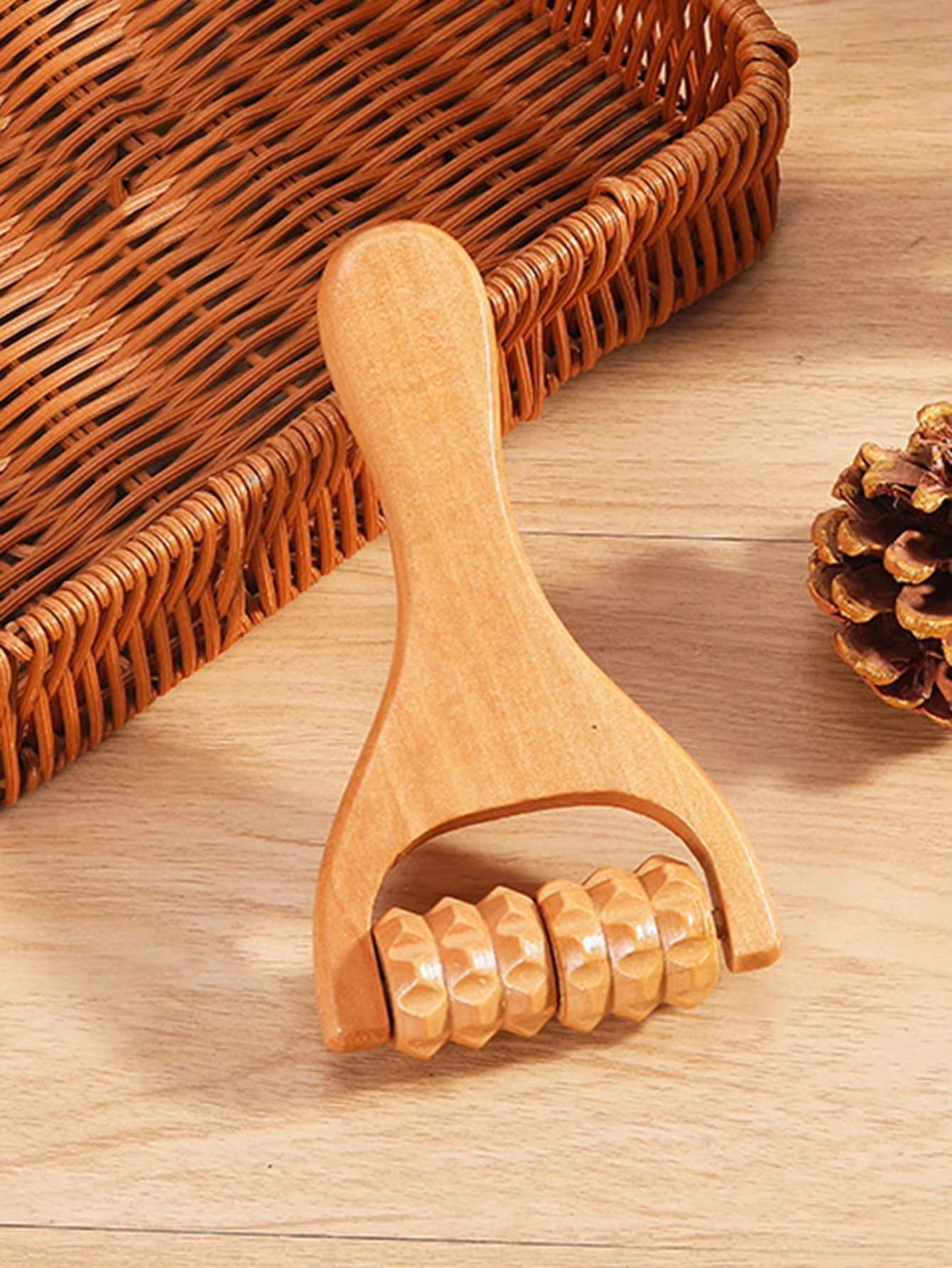 Natural Wooden Roller Body Massager for Neck, Shoulder & Relaxation Therapy