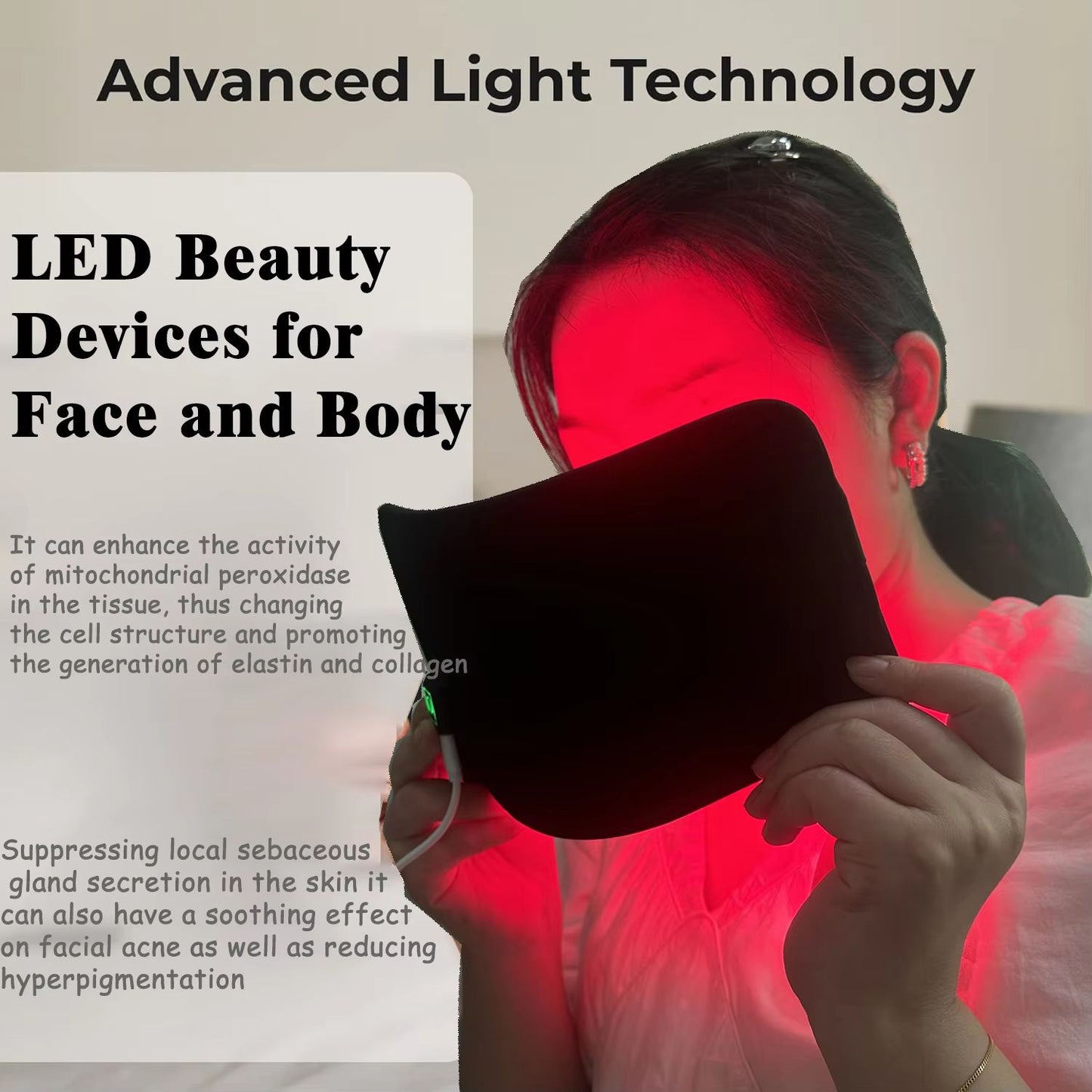 ThermaGlow Red Infrared Light Therapy Pad  660nm  850nm LED Heat Pad For Pain Relief And Skin Care 3
