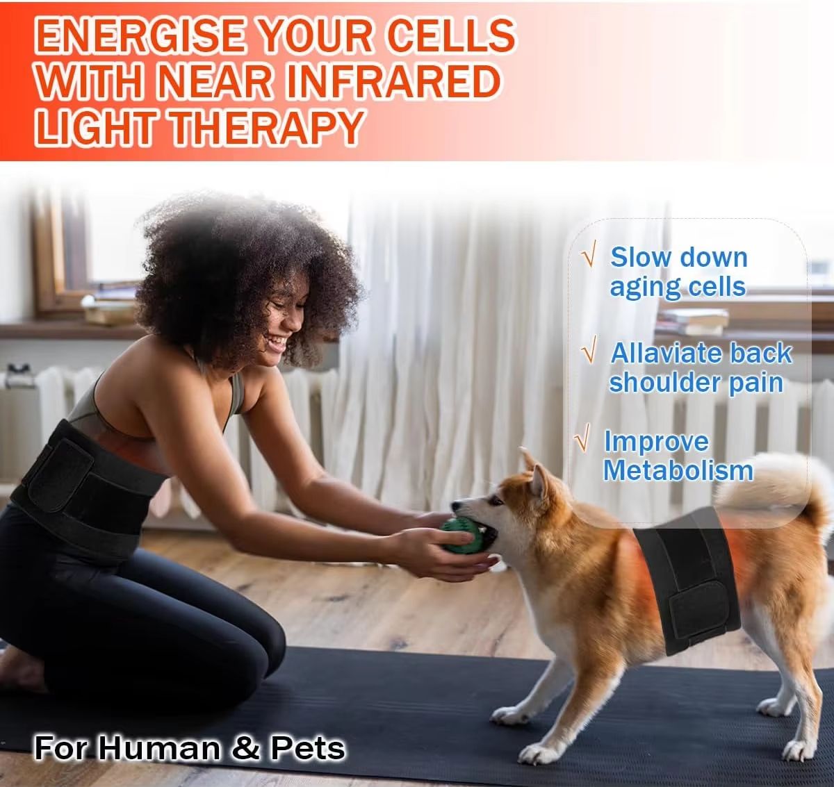 ThermaGlow Red Infrared Light Therapy Pad  660nm  850nm LED Heat Pad For Pain Relief And Skin Care 4