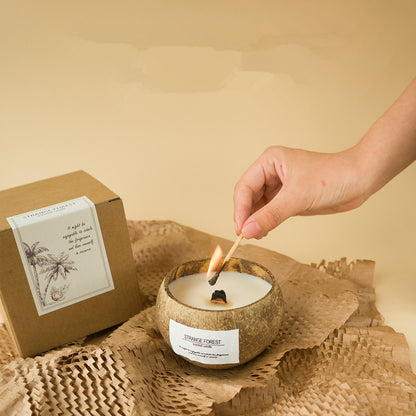 Handmade Coconut Shell Candle, Natural Soy Wax Aromatherapy Candle, Festival Gifts, Home Decoration, Gift