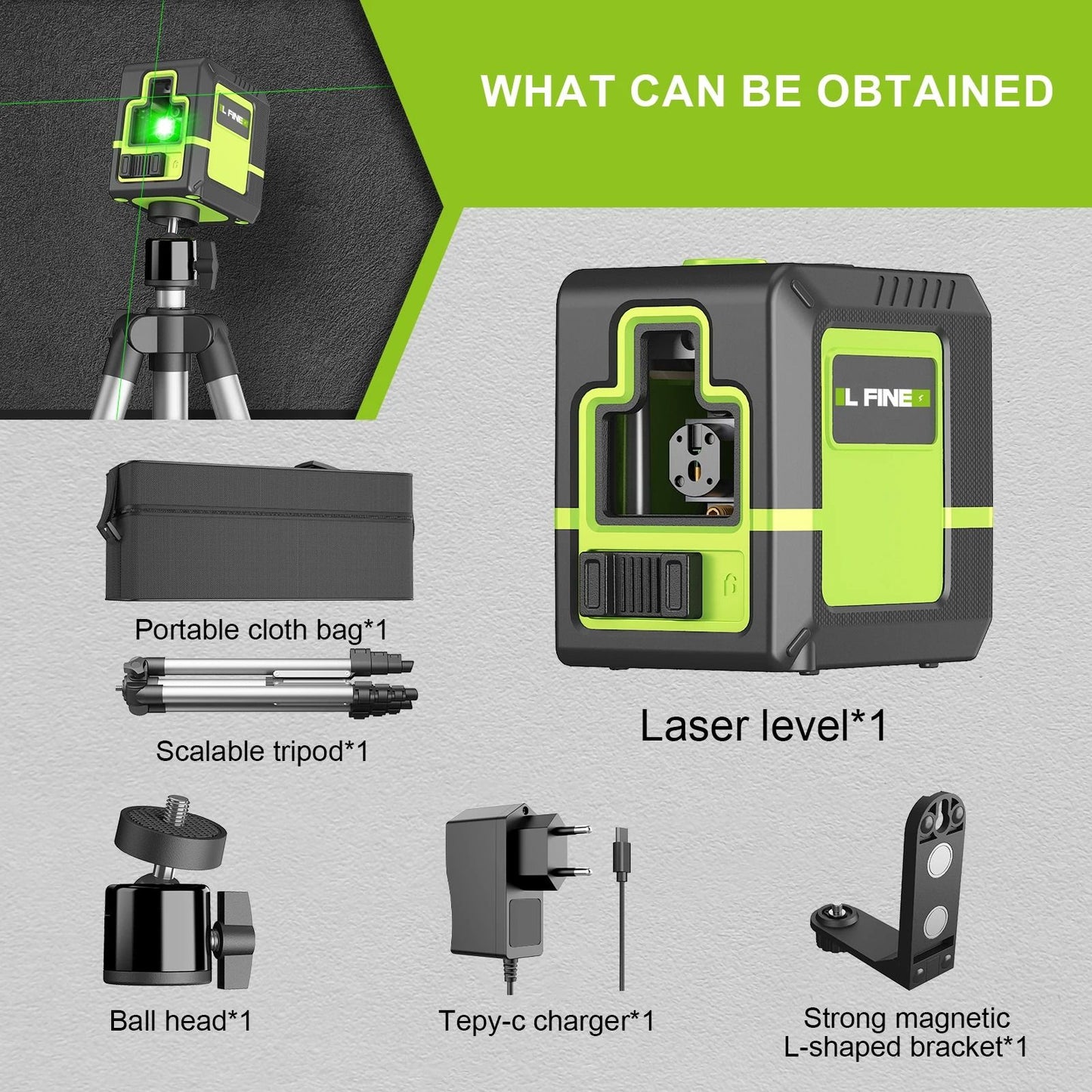 Laser Level Tool With 2 Cross Lines 360 SelfLeveling And Tripod Options 6