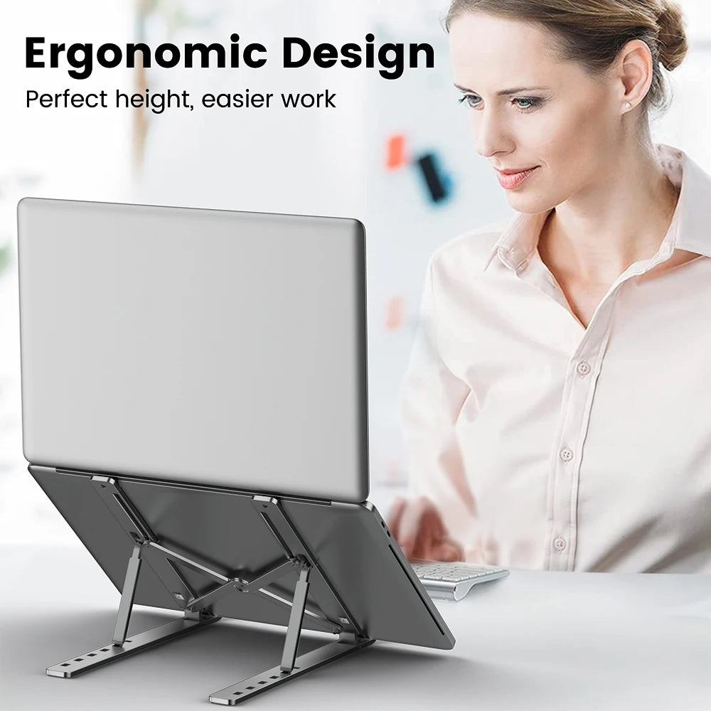 Aluminum Foldable Laptop Stand, Portable Notebook Holder, Computer Base Support, Macbook Air Pro Accessories