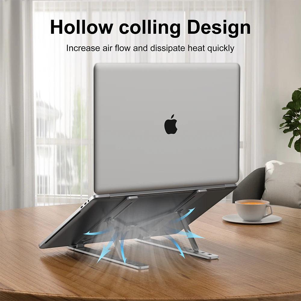 Aluminum Foldable Laptop Stand, Portable Notebook Holder, Computer Base Support, Macbook Air Pro Accessories