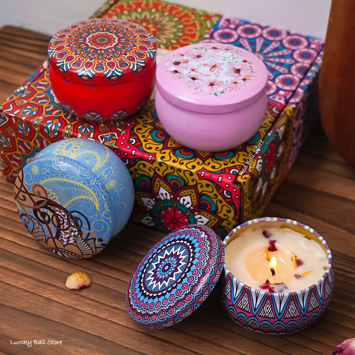 Soy Candles Gift Set 4Pcs Box With Dried Flowers Long Lasting Scented Jar Candles For Home Romantic 1