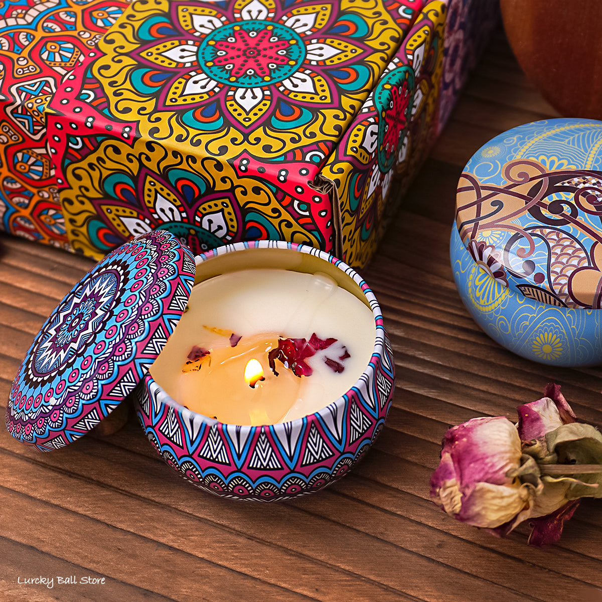 Soy Candles Gift Set 4Pcs Box With Dried Flowers Long Lasting Scented Jar Candles For Home Romantic 2