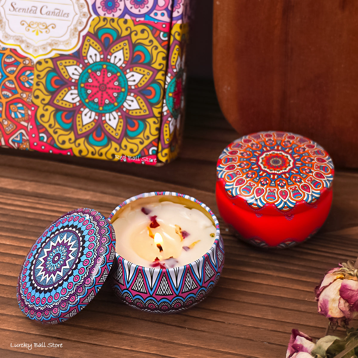 Soy Candles Gift Set 4Pcs Box With Dried Flowers Long Lasting Scented Jar Candles For Home Romantic 3