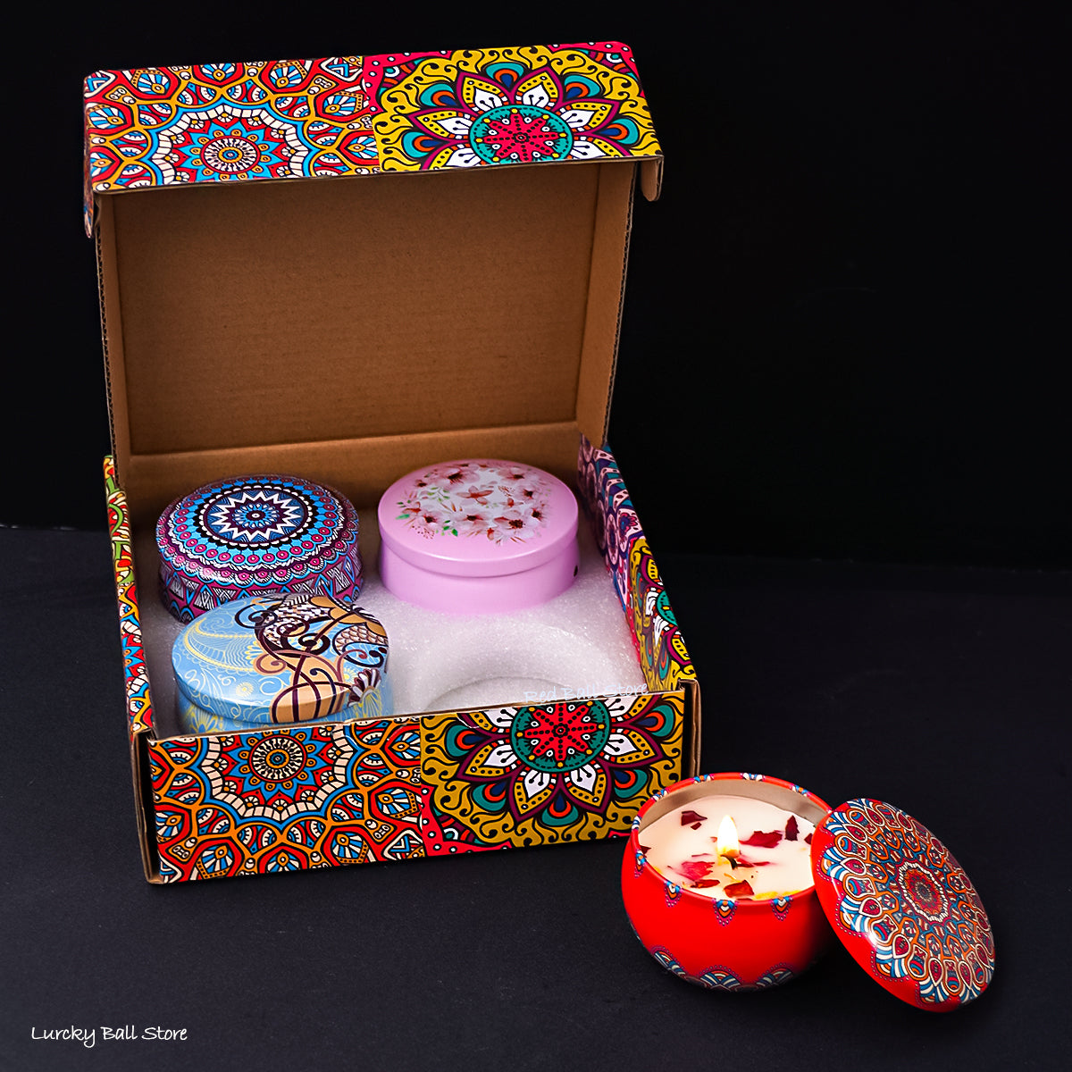 Soy Candles Gift Set 4Pcs Box With Dried Flowers Long Lasting Scented Jar Candles For Home Romantic 5