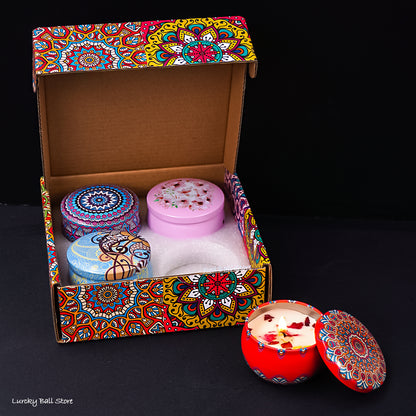 Soy Candles Gift Set 4Pcs Box With Dried Flowers Long Lasting Scented Jar Candles For Home Romantic 5