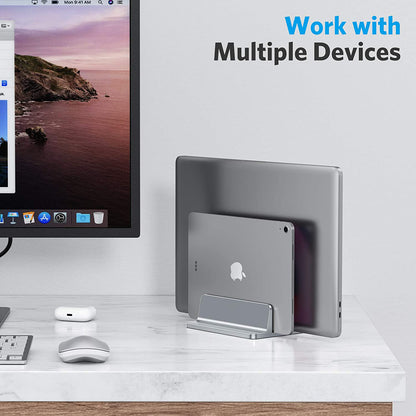 Aluminium Adjustable Vertical Laptop Stand, Portable Notebook Mount, MacBook Pro Air Holder, Support Base, Accessory