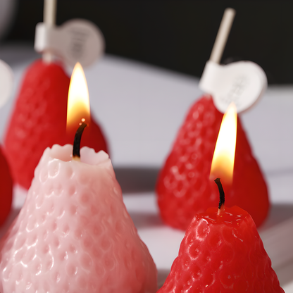 Strawberry Shaped Scented Candles, 4pcs Realistic Fruit Aromatherapy Candles, Miniature Photo Prop Candles, Gift Set
