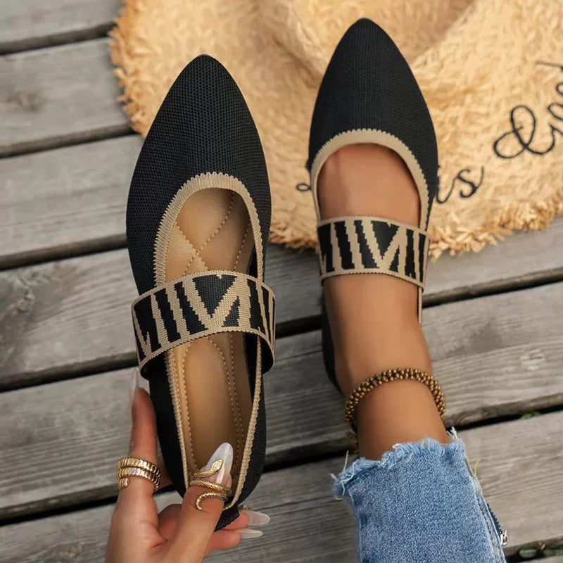 Socofy Womens Ballet Flats Casual Shoes Low Heel Barefoot Elegant Sneakers, Comfortable Pointed Toe Fashion Shoes