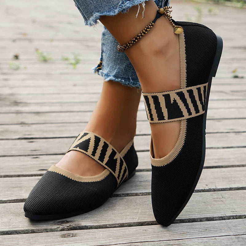 Socofy Womens Ballet Flats Casual Shoes Low Heel Barefoot Elegant Sneakers, Comfortable Pointed Toe Fashion Shoes