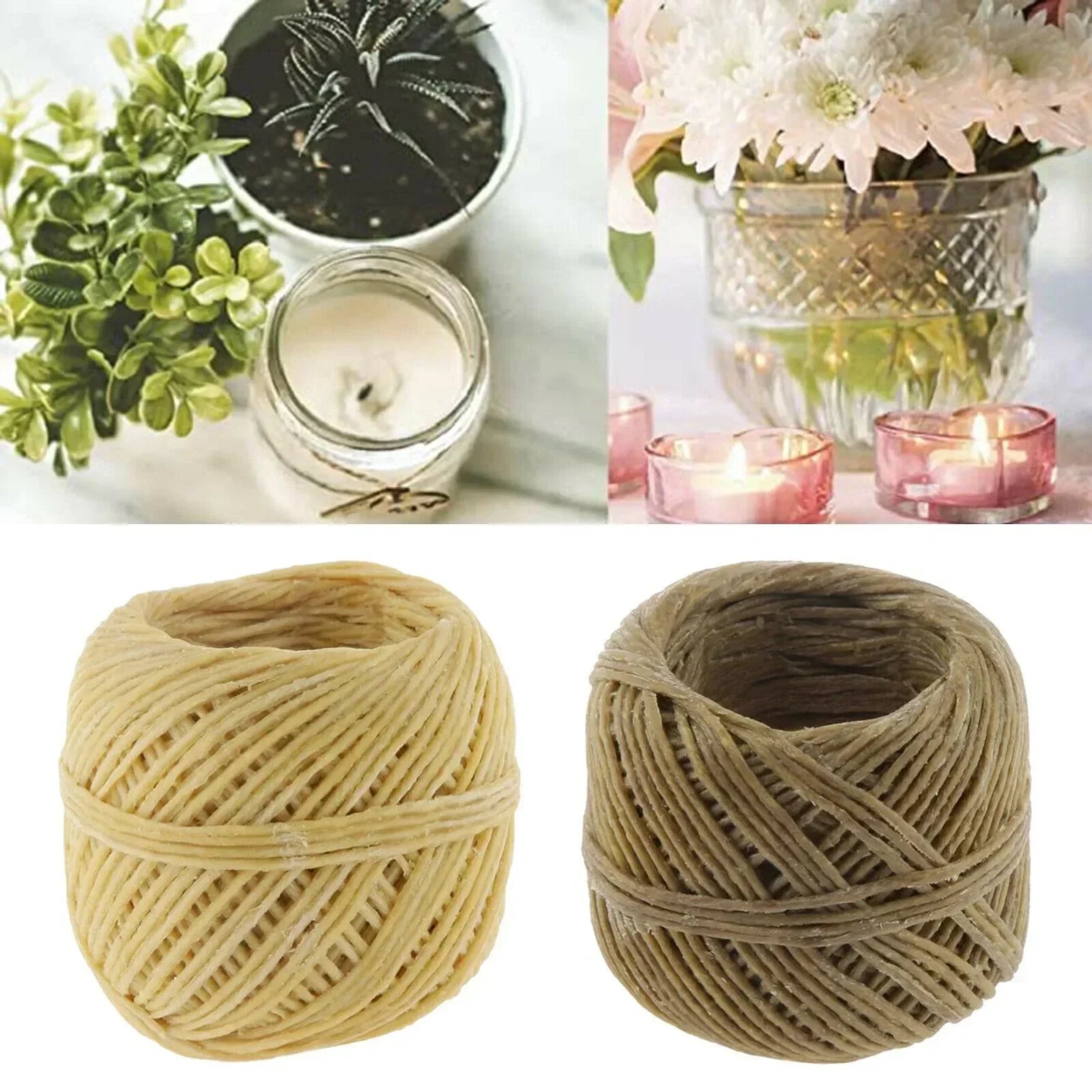 Natural Beeswax Coated Hemp Wick, 33 FT Roll, For DIY Candle Making, Votives, Tea Lights, Pre-Waxed for Easy Use