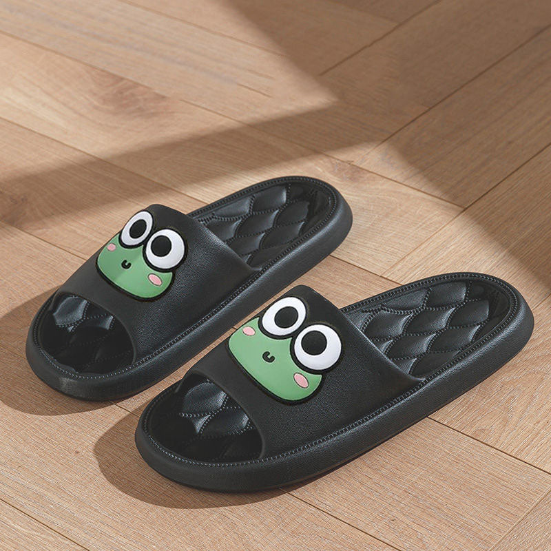Summer Beach Slides Bathroom Anti Slip Slipper, Non-Slip Home Flip Flops Cartoon Frog Soft Sandals