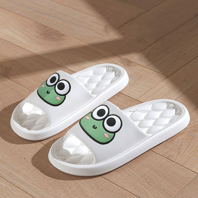 Summer Beach Slides Bathroom Anti Slip Slipper, Non-Slip Home Flip Flops Cartoon Frog Soft Sandals