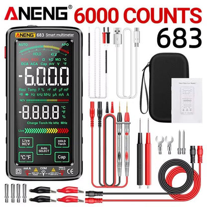 ANENG 683 Smart Multimeter  HighEnd 6000 Counts Rechargeable Touchscreen ACDC Voltage Tester  Multi 9
