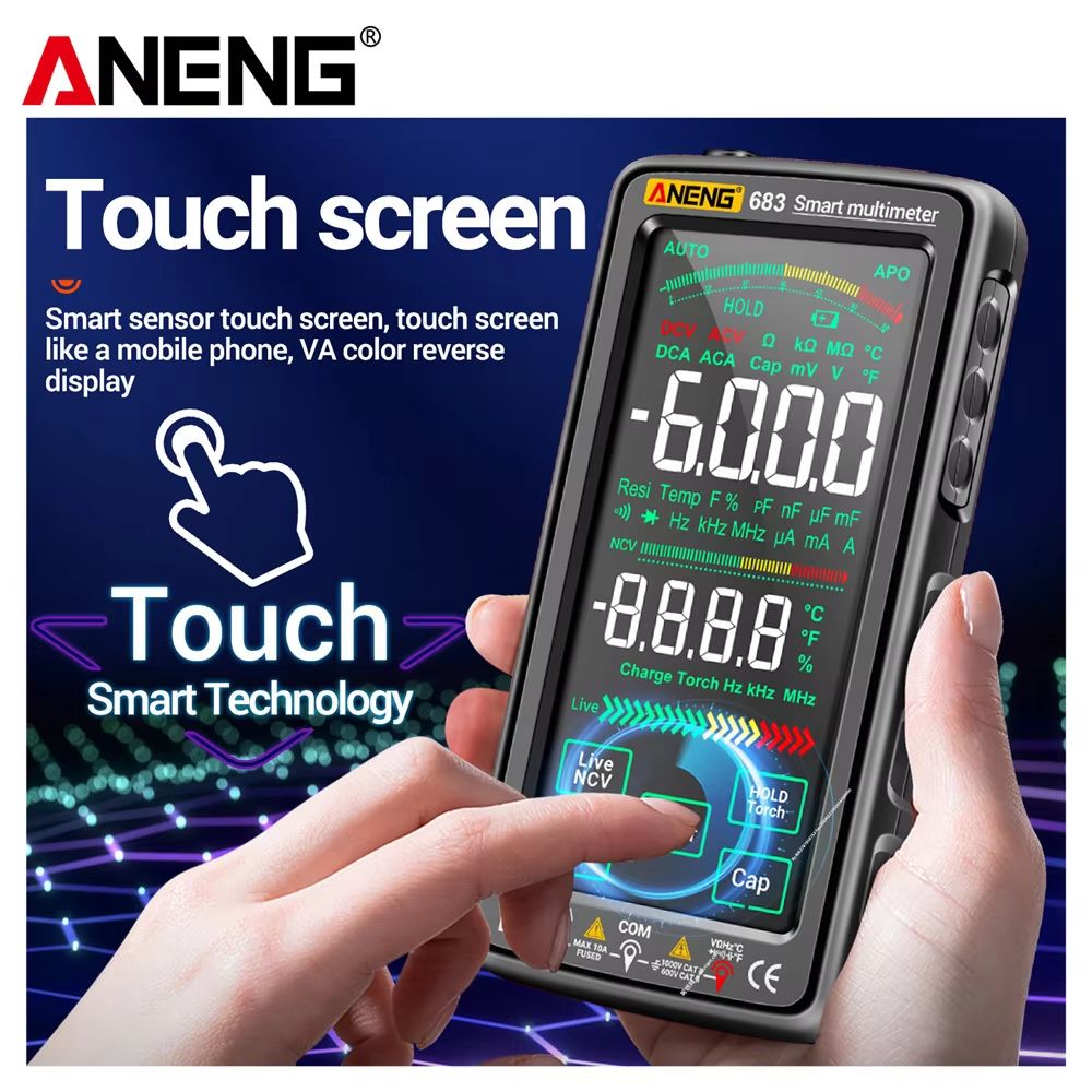 ANENG 683 Smart Multimeter  HighEnd 6000 Counts Rechargeable Touchscreen ACDC Voltage Tester  Multi 1