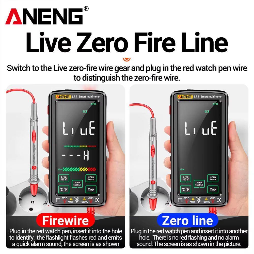 ANENG 683 Smart Multimeter  HighEnd 6000 Counts Rechargeable Touchscreen ACDC Voltage Tester  Multi 4