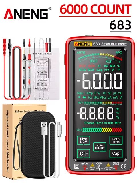 ANENG 683 Smart Multimeter  HighEnd 6000 Counts Rechargeable Touchscreen ACDC Voltage Tester  Multi 7