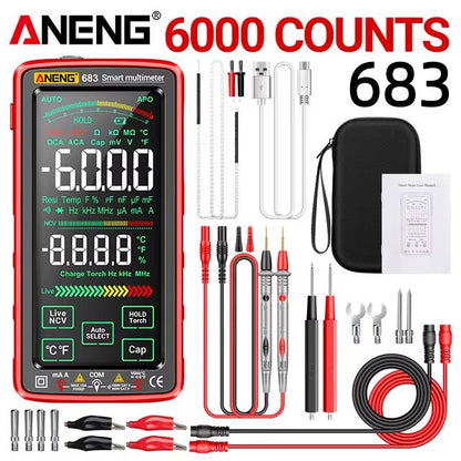 ANENG 683 Smart Multimeter  HighEnd 6000 Counts Rechargeable Touchscreen ACDC Voltage Tester  Multi 8