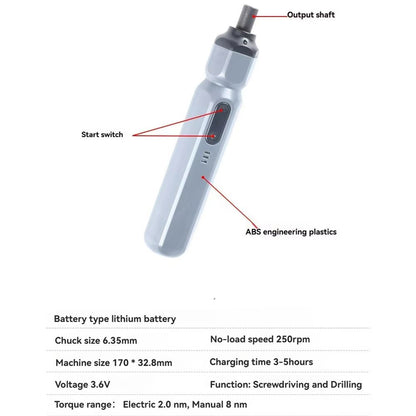 Mini Cordless Electric Screwdriver  Rechargeable Lithium Battery ManualAuto Precision Drill Tool 5