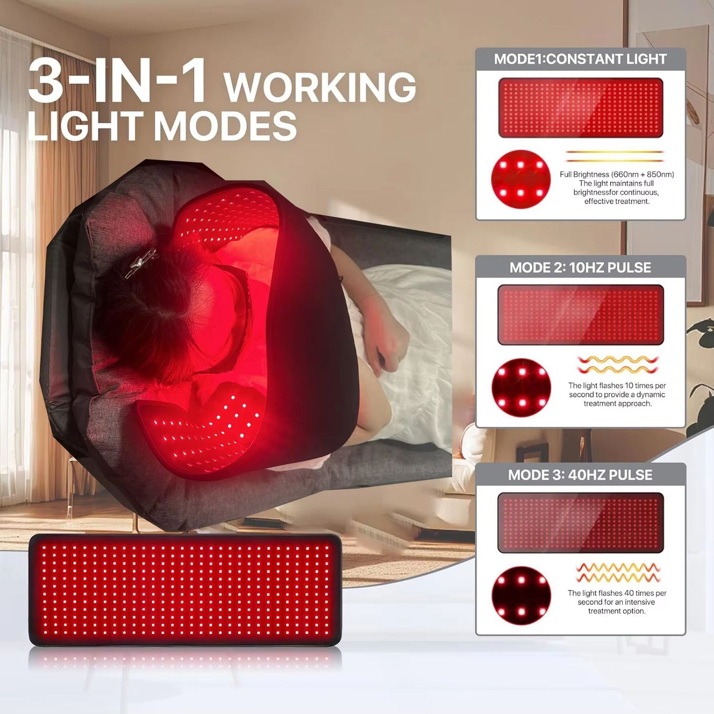 Red  Infrared Therapy Belt  Wearable LED Heating Pad For Pain Relief And Muscle Recovery 4