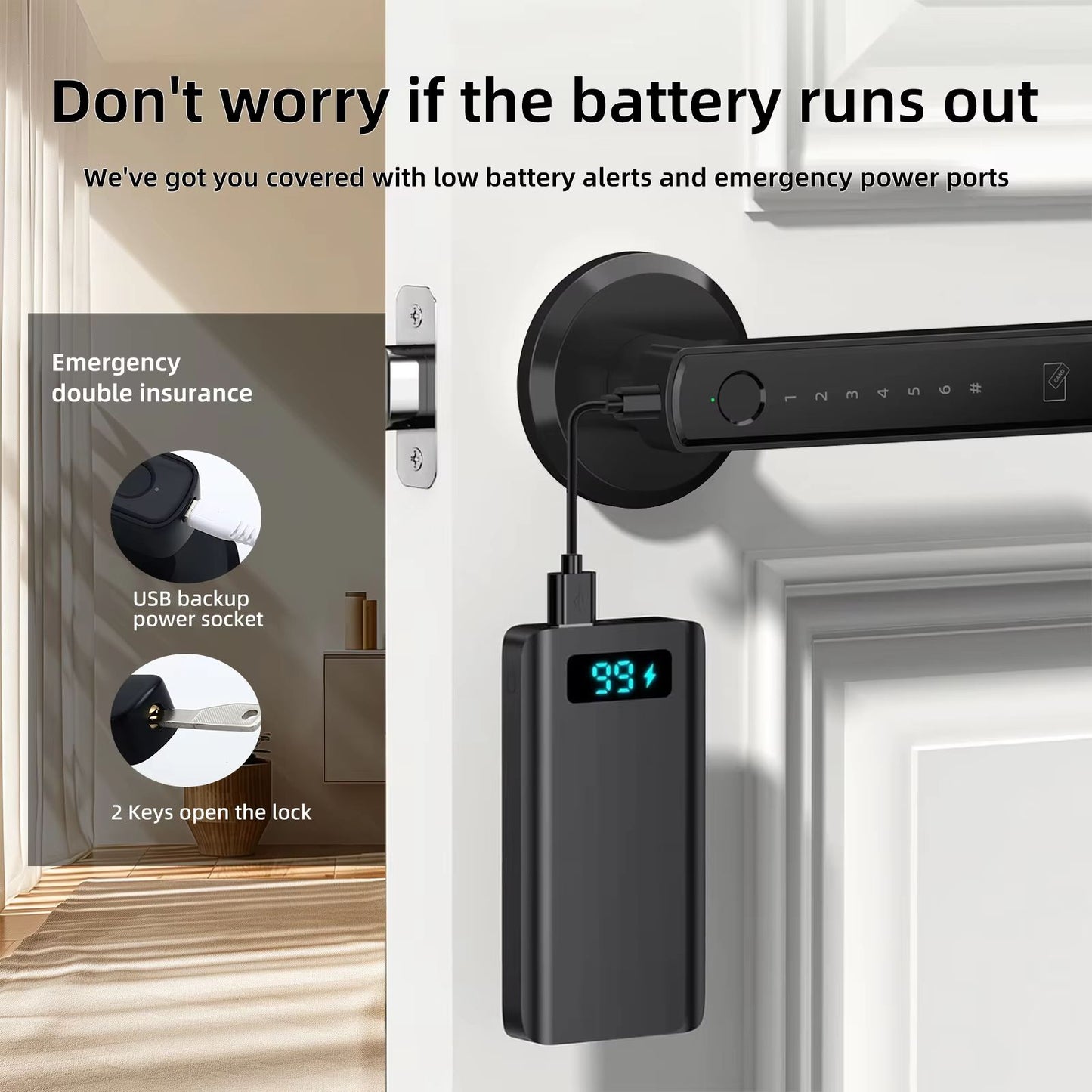 Viladepot Smart Lock  Fingerprint Door Lock With App Control Passcode  Touchscreen Keypad 3
