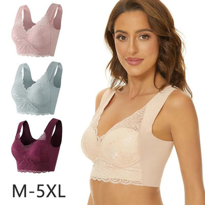 Women Plus Size Lace Bra Wire Free Bralette 1