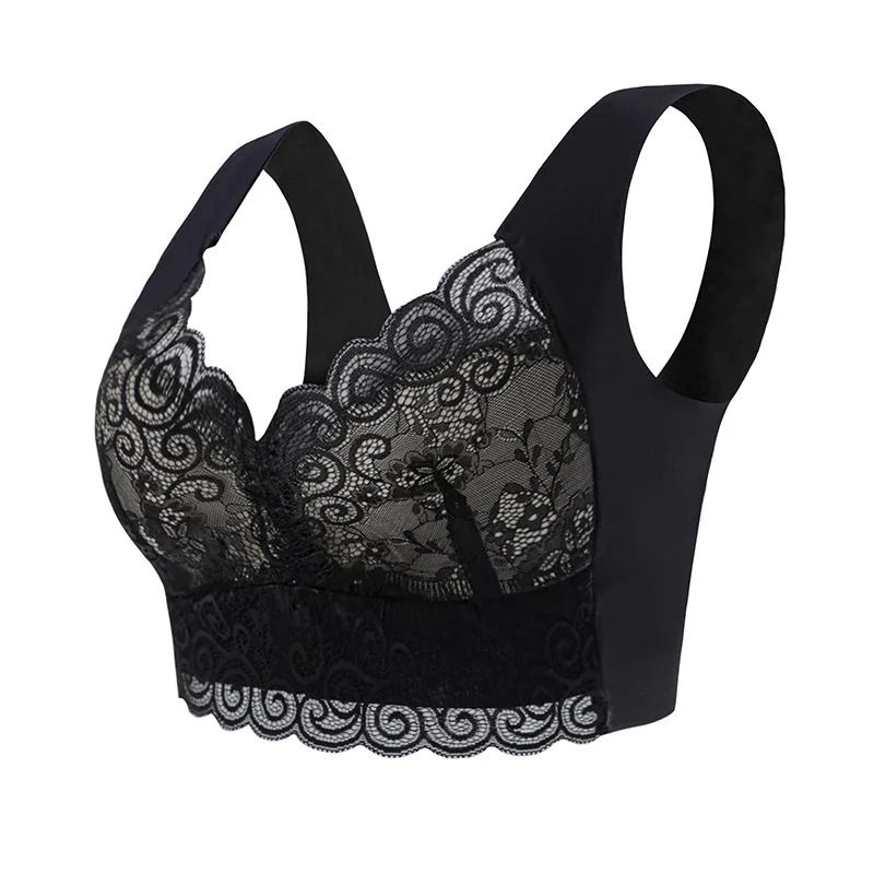 Women Plus Size Lace Bra Wire Free Bralette 9