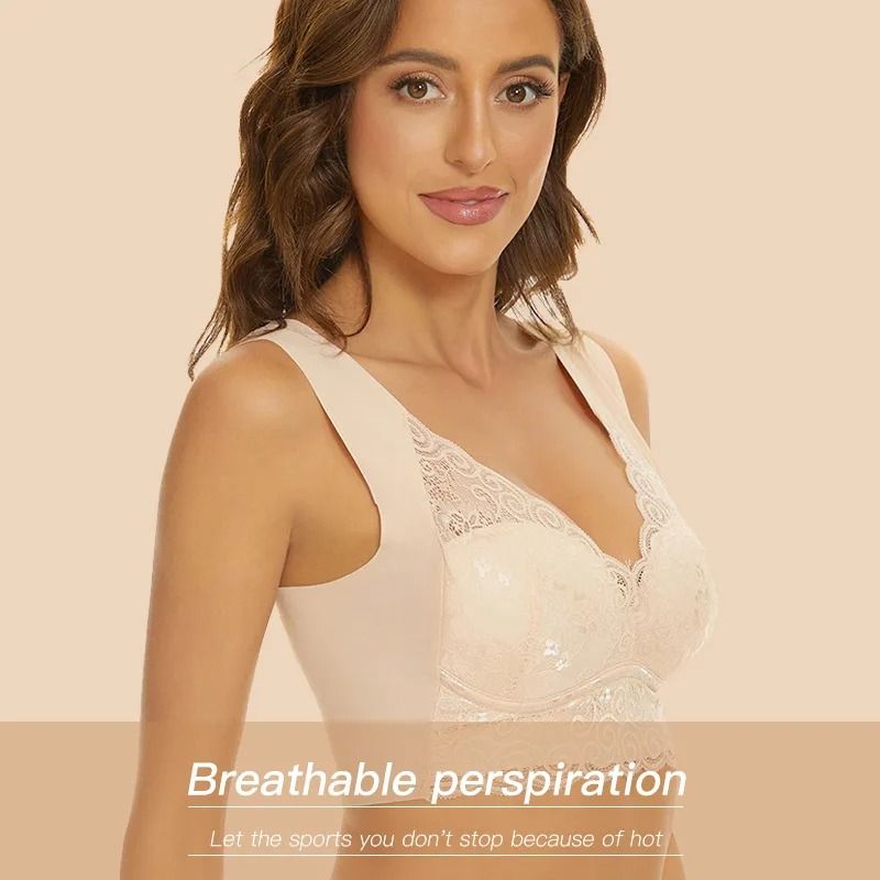 Women Plus Size Lace Bra Wire Free Bralette 2