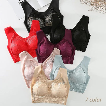 Women Plus Size Lace Bra Wire Free Bralette