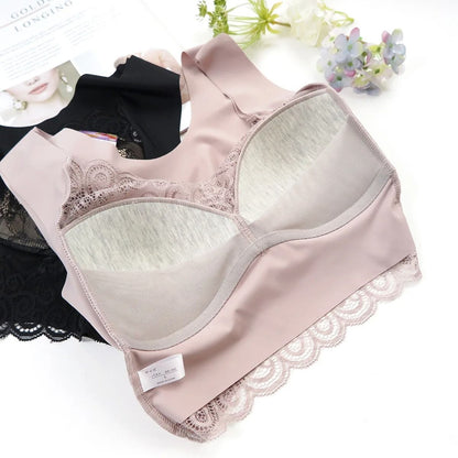 Women Plus Size Lace Bra Wire Free Bralette 5