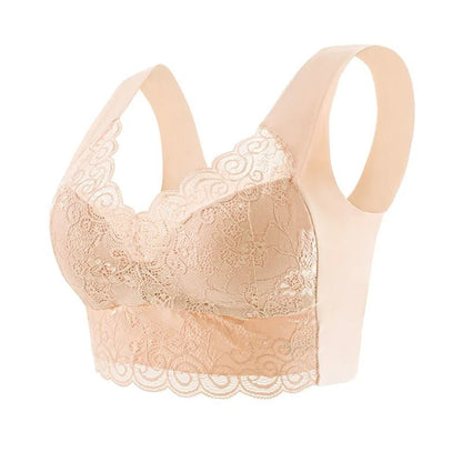 Women Plus Size Lace Bra Wire Free Bralette 6