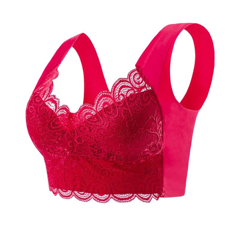 Women Plus Size Lace Bra Wire Free Bralette 8