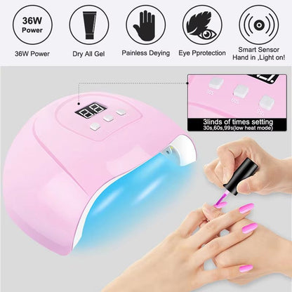 Gel Nail Polish Kit With UV Nail Lamp  Electric Drill  Complete Soak Off Gel Nail Kit With Base  To 1