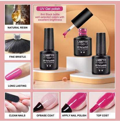 Gel Nail Polish Kit With UV Nail Lamp  Electric Drill  Complete Soak Off Gel Nail Kit With Base  To 3