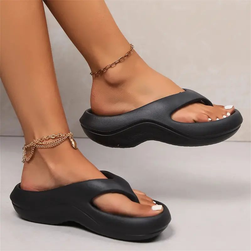 Summer Thick Platform Eva Flip Flops for Women Clip Toe Non Slip Cloud Slippers Comfortable Soft Sole Beach Sandals