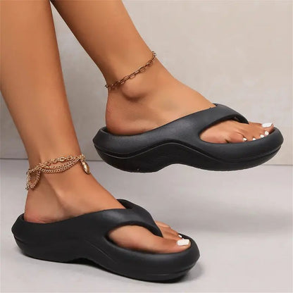 Summer Thick Platform Eva Flip Flops for Women Clip Toe Non Slip Cloud Slippers Comfortable Soft Sole Beach Sandals