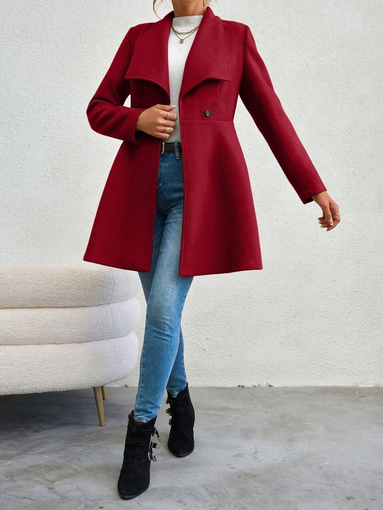 Mia Muse Womens Coat Winter Work Coat Long Sleeve Lapel Blazer Solid Color Outerwear Valentines Day 3