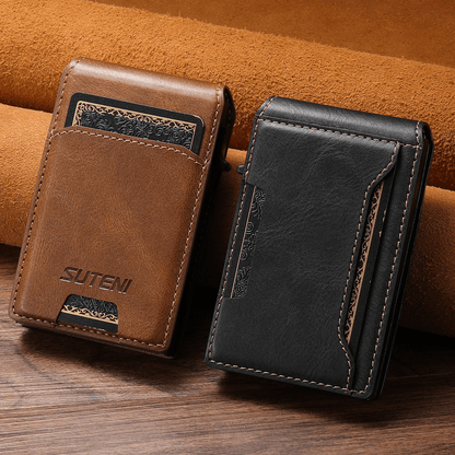 Mens PU Leather Wallet with Card Holder and Automatic Ejector