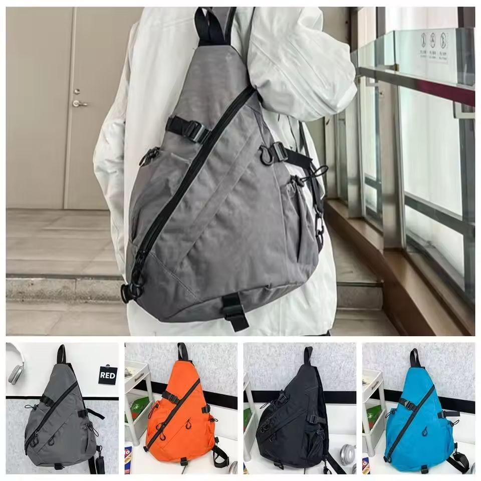 Mens Chest Bag Large Capacity Shoulder Bag with Multiple Pockets Oxford Cloth