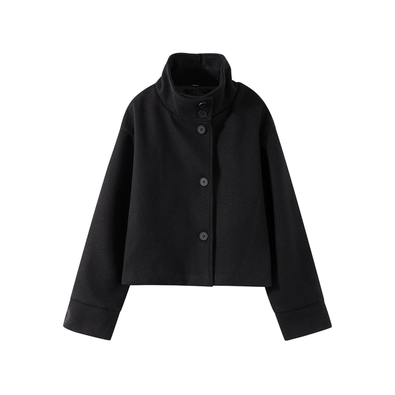 Elegant Womens Short Jacket, 2025 Autumn Stand Collar Coat, Single Breasted Outerwear for Office and High Street